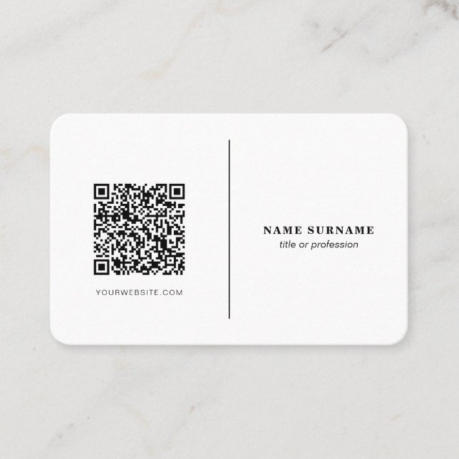QR code, professional minimalist social media Business Card (Front)