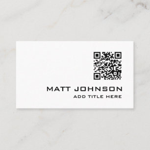 QR Code Professional Modern White Business Card
