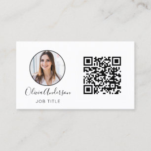QR Code Professional Photo Black White Business Bu Card