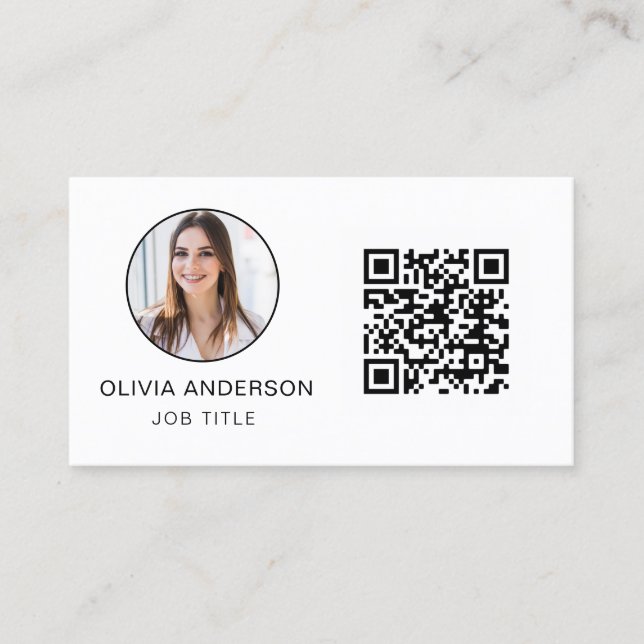 QR Code Professional Photo Black White Business Business Card (Front)