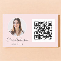 QR Code Professional Photo Blush Pink Rose Gold Re