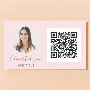 QR Code Professional Photo Blush Pink Rose Gold Re Sticker