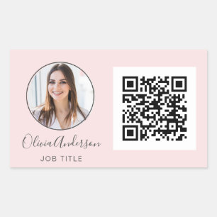 QR Code Professional Photo Blush Pink Rose Gold Sticker
