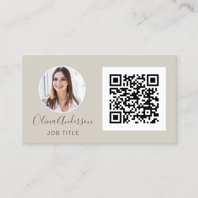 QR Code Professional Photo Terracotta Natural  Bus Business Card (Front)