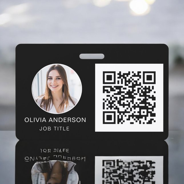 QR Code Professional Photo White Business Card Bad Badge (Creator Uploaded)