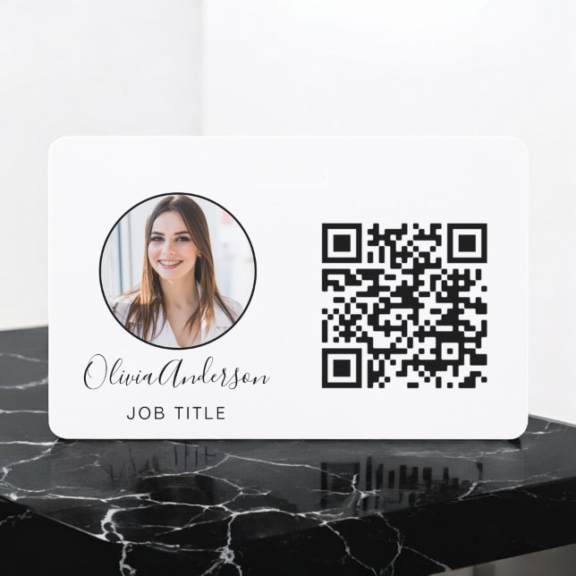 QR Code Professional Photo White Business Card Bad Badge (Creator Uploaded)