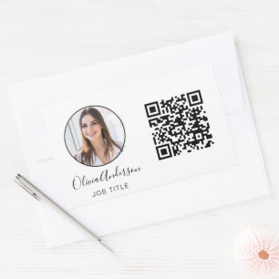 QR Code Professional Photo White Business Card Rec Sticker