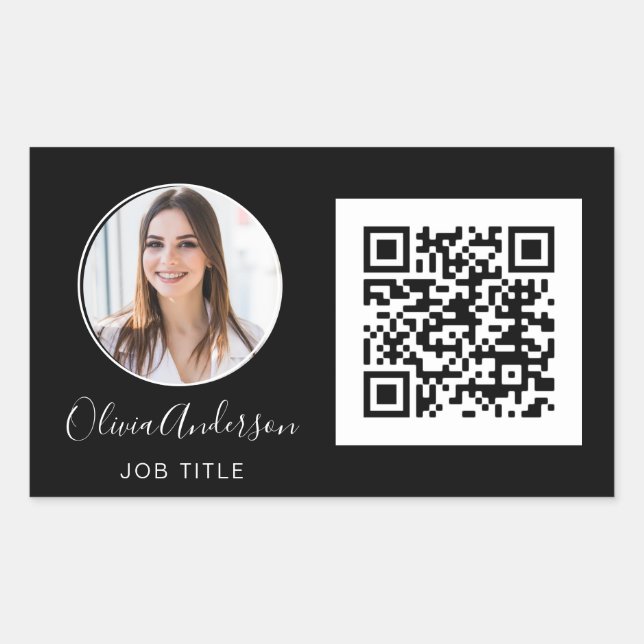 QR Code Professional Photo White Business Card Rec Sticker (Front)