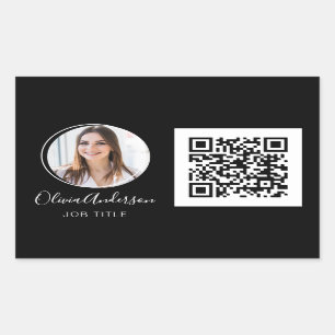 QR Code Professional Photo White Business Card Rec Sticker