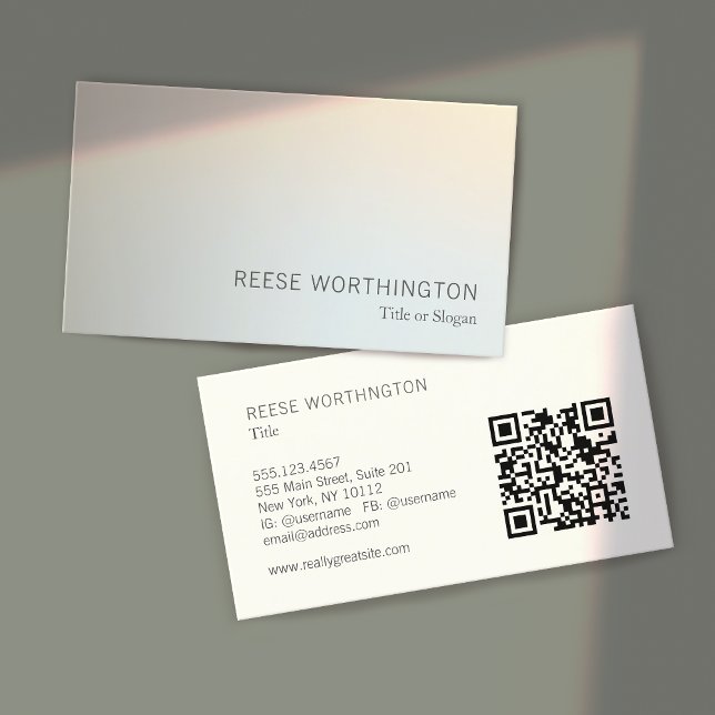 QR Code Professional  Silver Elegant Modern  Business Card (Creator Uploaded)