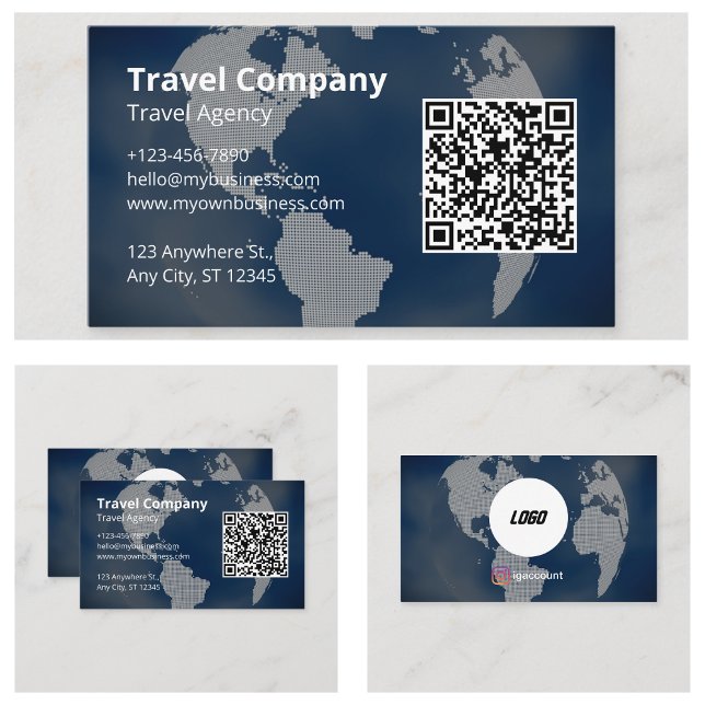 QR Code Professional Travel Agency Business Card (QR Code Professional Travel Agency Business Cards)