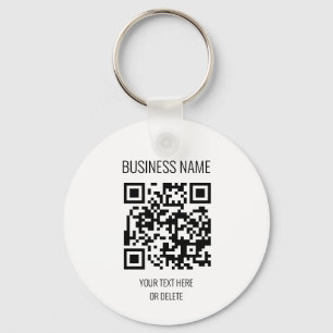 QR Code Professional White Business Name Circle Keychain