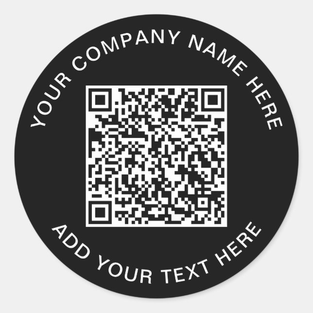 QR Code Promotional Black Classic Round Sticker (Front)
