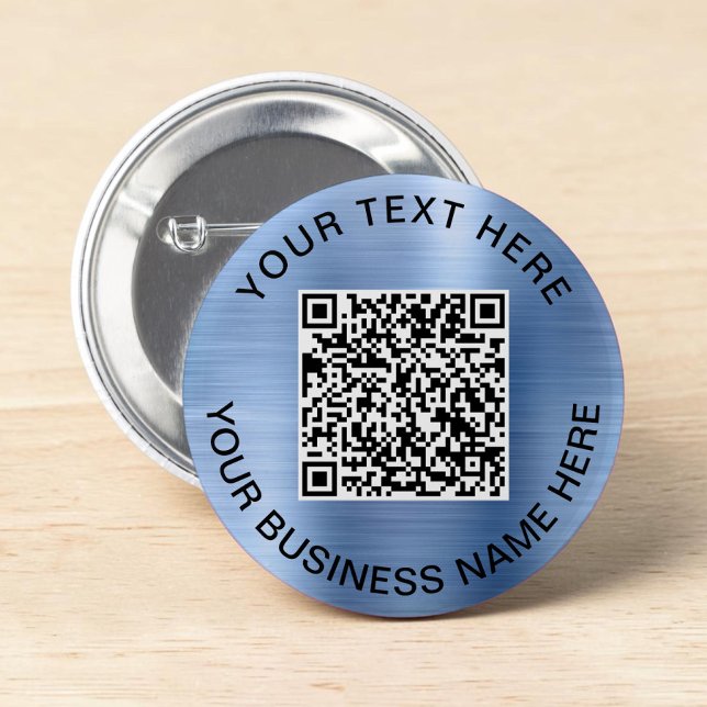 QR Code Promotional Blue 2 Inch Round Button (QR Code Promotional Blue Button)