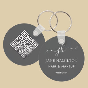 QR Code Promotional Business Gray Keychain