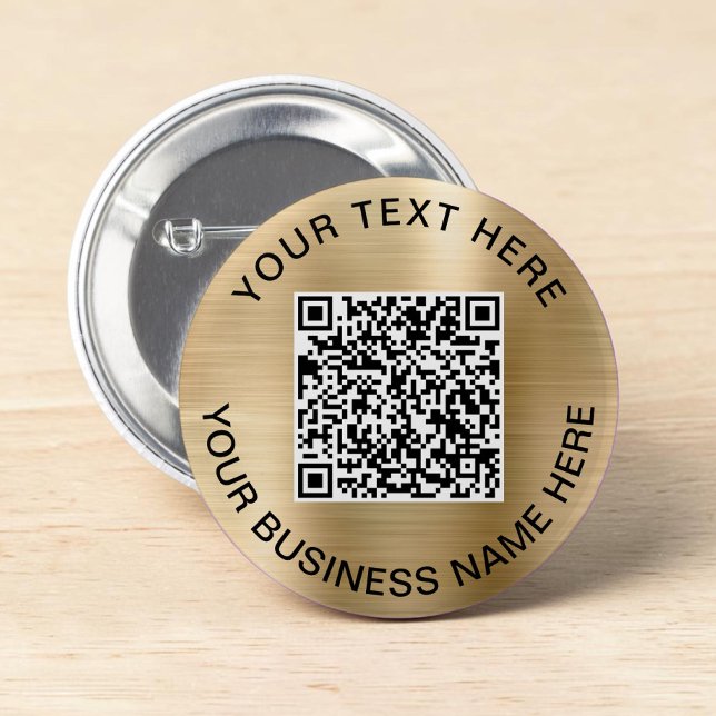 QR Code Promotional Gold 2 Inch Round Button (QR Code Promotional Gold Button)