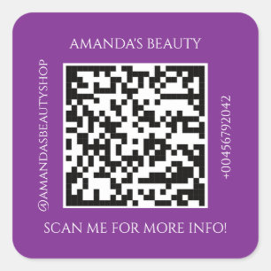 QR Code Promotional Name Contact Purple Square Sti Sticker