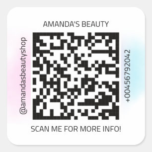 QR Code Promotional Name Contact Web ombre Square Sticker