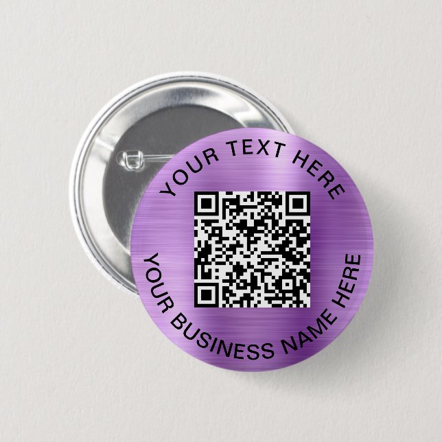 QR Code Promotional Purple 2 Inch Round Button (Front & Back)