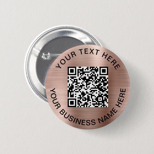 QR Code Promotional Rose Gold 2 Inch Round Button (Front & Back)