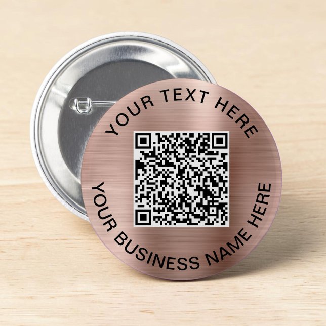 QR Code Promotional Rose Gold 2 Inch Round Button (QR Code Promotional Rose Gold Button)