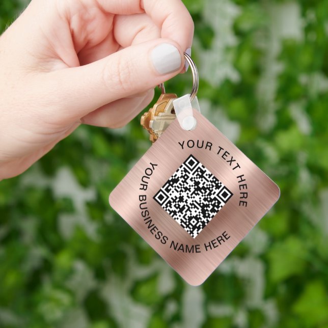 QR Code Promotional Rose Gold Keychain (Hand)