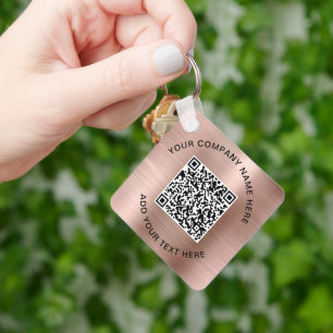 QR Code Promotional Rose Gold Keychain