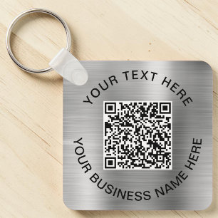 QR Code Promotional Silver Keychain