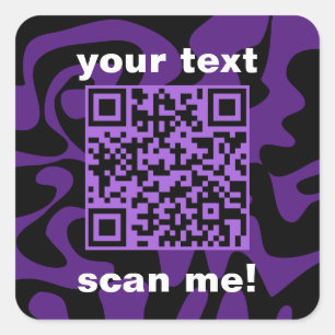 QR Code Purple And Black Modern Square Sticker