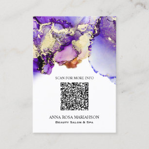 *~* QR CODE Purple Lavender Glam AP29 Gold Gilded  Business Card