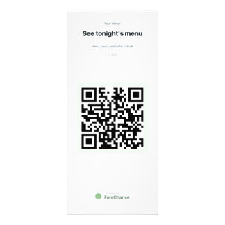 QR Code Rack Card for Restaurants and Hotels, Cust