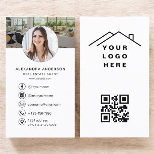QR Code Real Estate Agent Photo Logo Business Card