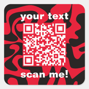 QR Code Red And Black Bright Modern Square Sticker