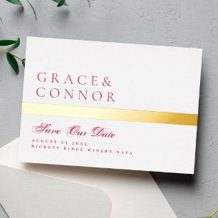 QR Code Red Magenta Stripe Photo Save The Date