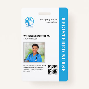 QR Code Registered Nurse Medical Centre Photo ID Badge