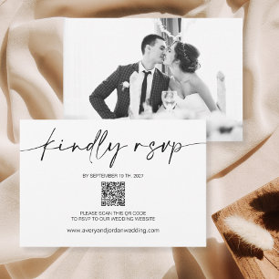 QR Code Response Card   Photo Black & White RSVP 