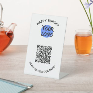 QR code Restaurant Minimalistic  Pedestal Sign