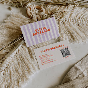 QR Code Retro Boho Groovy Funky Unique Trendy Fun Business Card