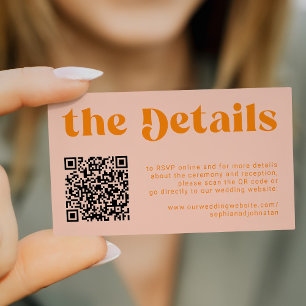 QR Code retro wedding details RSVP website Enclosure Card