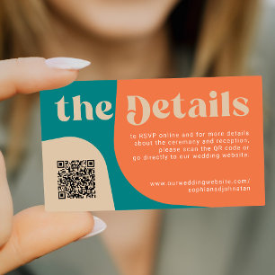 QR Code retro wedding details RSVP website Enclosure Card