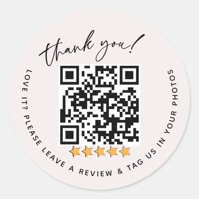 QR Code Review Packaging   Classic Round Sticker (Front)