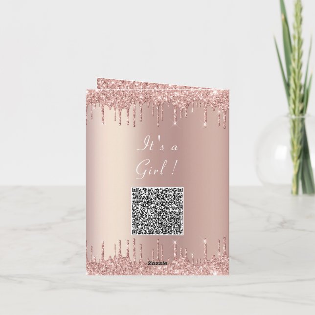 QR Code Rose Blush Baby Girl Shower Invitation (Back)