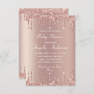 QR Code Rose Gold Baby Boy Shower Invitation
