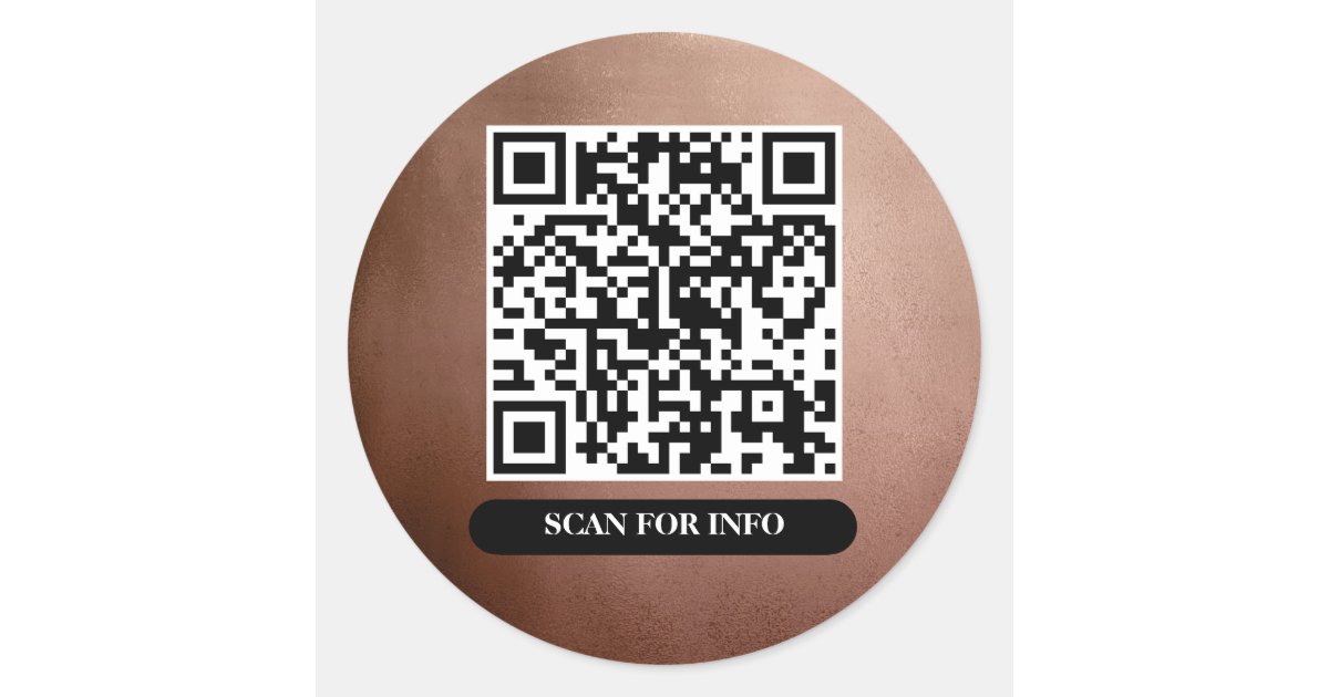 QR Code Rose Gold Unique Professional Trendy Chic Classic Round Sticker ...