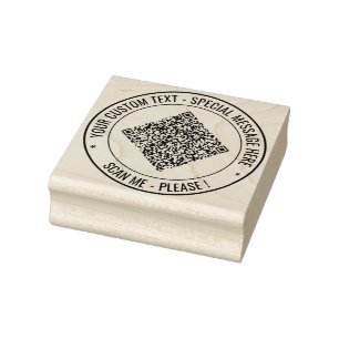 QR Code Round Rubber Stamp Example Custom Text