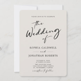 QR Code RSVP Calligraphy Elegant Eggshell Wedding Invitation