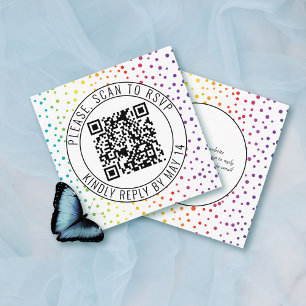 QR code RSVP, confetti gay lesbian wedding Enclosu Enclosure Card