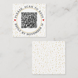 QR code RSVP gold border and confetti Enclosure Card