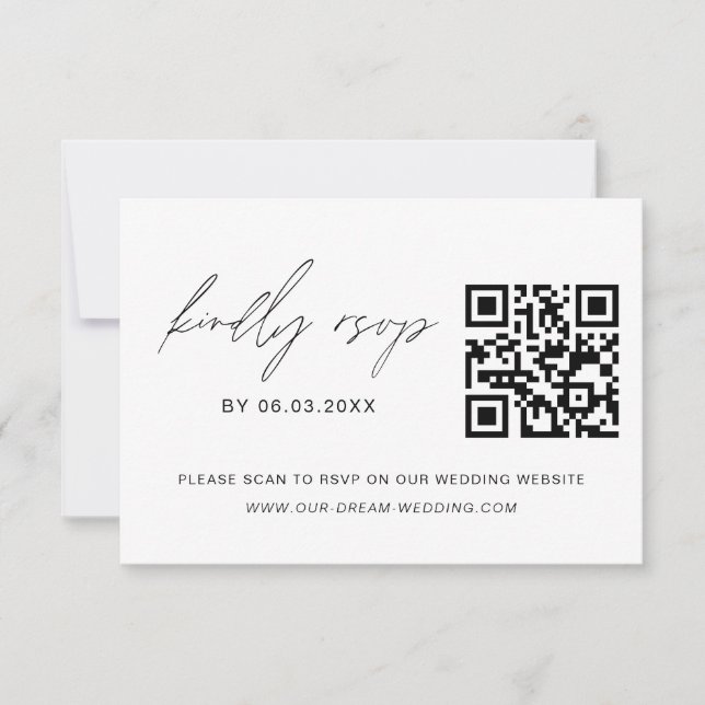 QR Code RSVP Minimalist Wedding Website Elegant (Front)