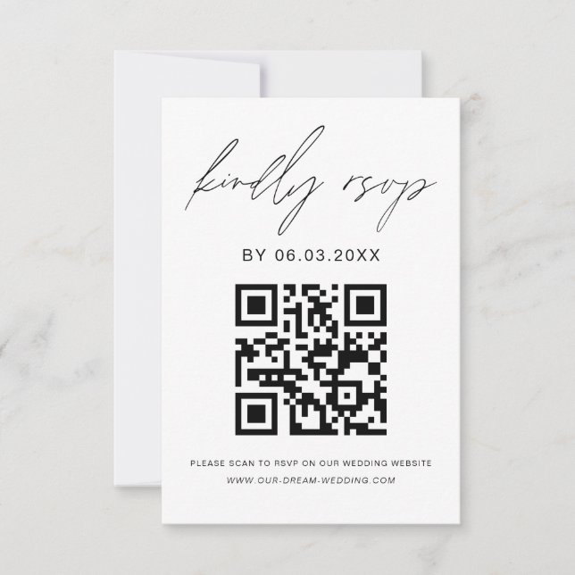 QR Code RSVP Minimalist Wedding Website Elegant (Front)